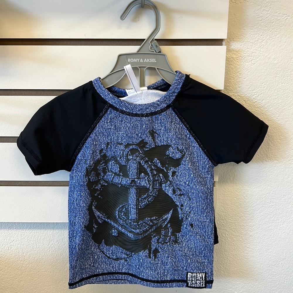 NWT ROMY & AKSELSWIM BOY RASHGUARD With Temporary Tattoo Sticker